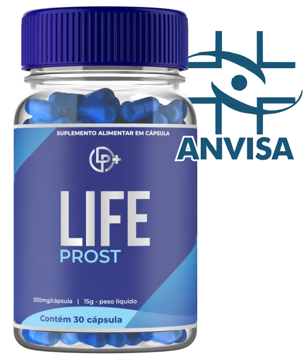 Frasco de Life Prost, suplemento natural desenvolvido para promover a saúde da próstata e aliviar desconfortos urinários